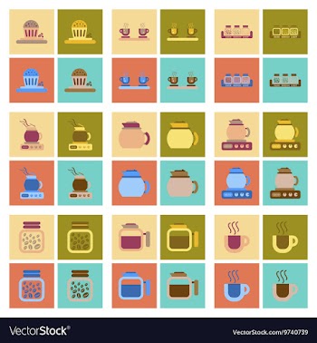 Assembly flat icons coffee cup Coffee Maker vector image