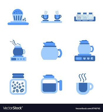 Assembly flat icons coffee cup Coffee Maker vector image