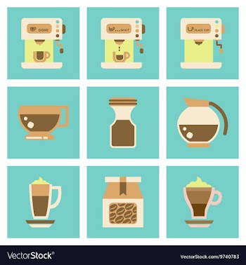 Assembly flat icons coffee cup Coffee Maker vector image