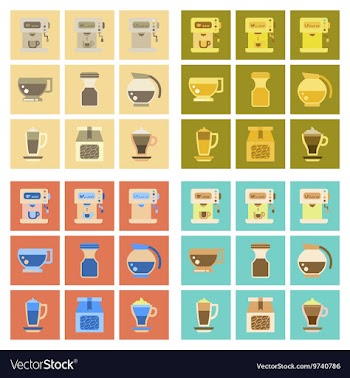 Assembly flat icons coffee cup Coffee Maker vector image