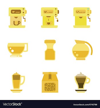 Assembly flat icons coffee cup Coffee Maker vector image