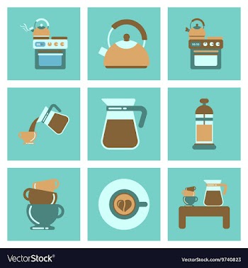 Assembly flat icons coffee cup Coffee Maker vector image