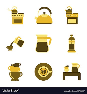 Assembly flat icons coffee cup Coffee Maker vector image