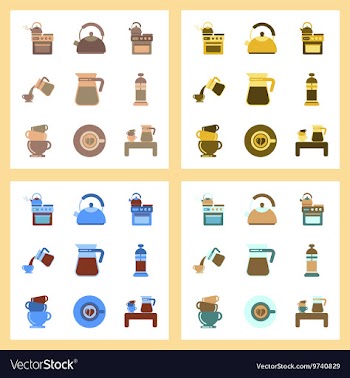 Assembly flat icons coffee cup Coffee Maker vector image