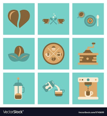 Assembly flat icons coffee cup Coffee Maker vector image