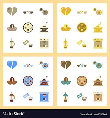 Assembly flat icons coffee cup Coffee Maker vector image