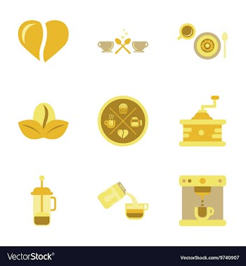 Assembly flat icons coffee cup Coffee Maker vector image