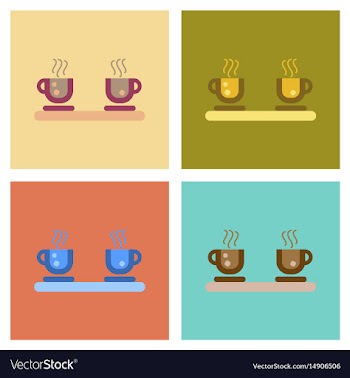 Assembly flat icons coffee cup flavor vector image