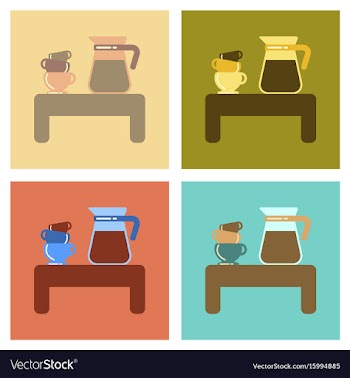 Assembly flat icons coffee cup of coffee table vector image