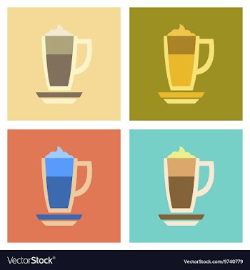 Assembly flat icons coffee cup of latte vector image