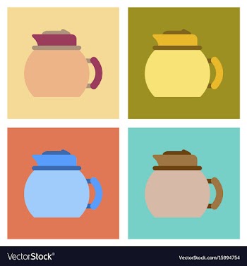 Assembly flat icons coffee dishware kettle vector image