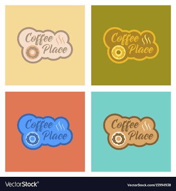 Assembly flat icons coffee drink place logo vector image