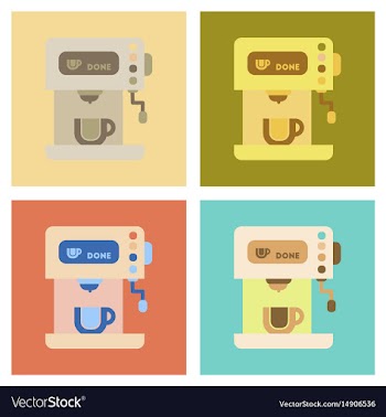Assembly flat icons coffee electronic machine vector image