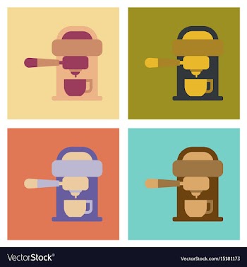 Assembly flat icons coffee electronic machine vector image