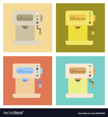 Assembly flat icons coffee electronic machine vector image