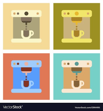 Assembly flat icons coffee electronic machine vector image