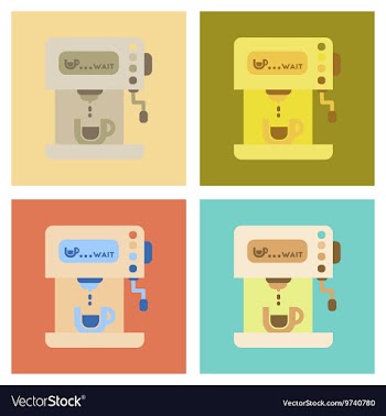 Assembly flat icons coffee electronic machine vector image