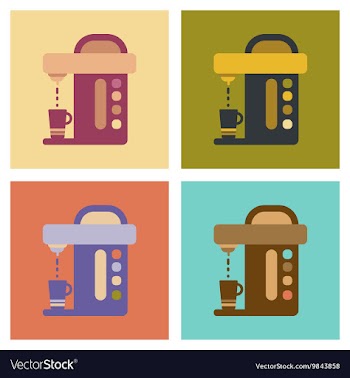 Assembly flat icons coffee electronic machine vector image