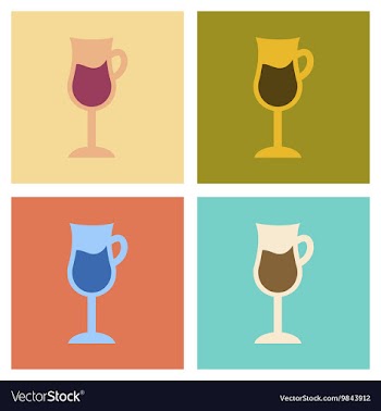 Assembly flat icons coffee glass cup vector image