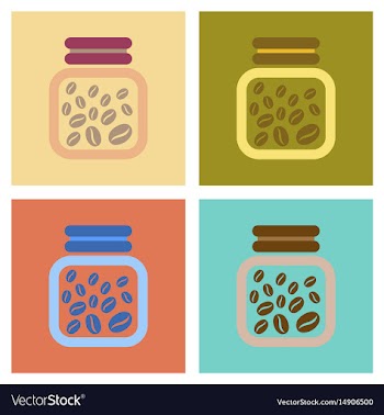 Assembly flat icons coffee jar of beans vector image