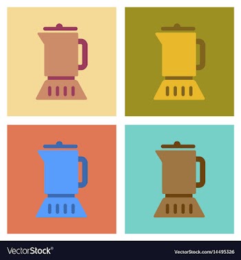 Assembly flat icons coffee machine maker vector image