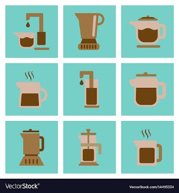 Assembly flat icons coffee machine maker vector image