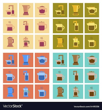 Assembly flat icons coffee machine maker vector image