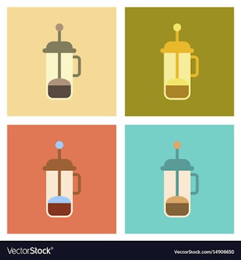 Assembly flat icons coffee machine maker vector image