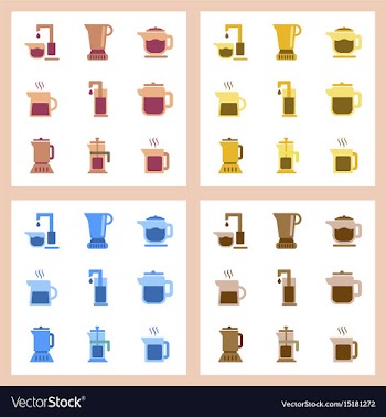 Assembly flat icons coffee machine maker vector image