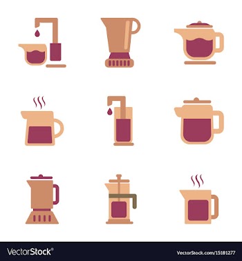 Assembly flat icons coffee machine maker vector image