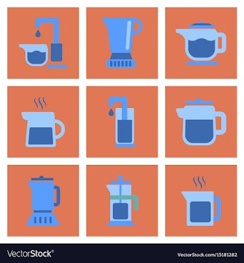 Assembly flat icons coffee machine maker vector image