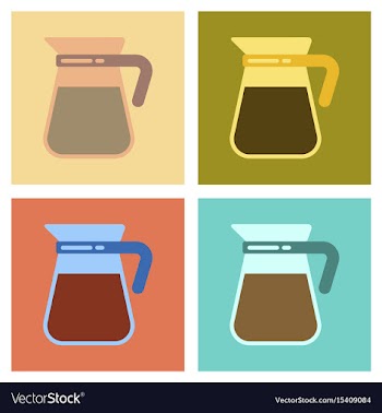 Assembly flat icons coffee machine maker vector image
