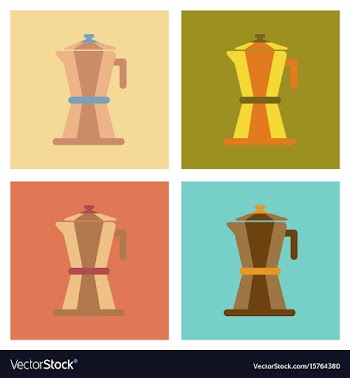 Assembly flat icons coffee machine maker vector image