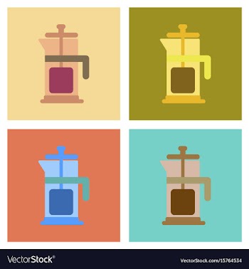 Assembly flat icons coffee machine maker vector image