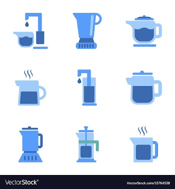 Assembly flat icons coffee machine maker vector image