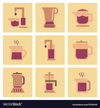 Assembly flat icons coffee machine maker vector image