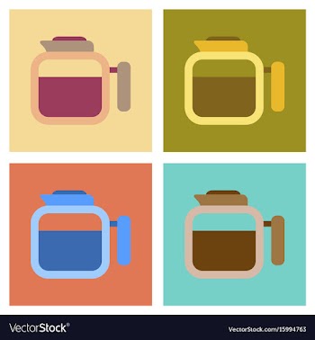 Assembly flat icons coffee machine maker vector image