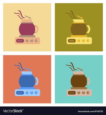 Assembly flat icons coffee machine maker vector image