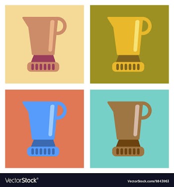 Assembly flat icons coffee machine maker vector image
