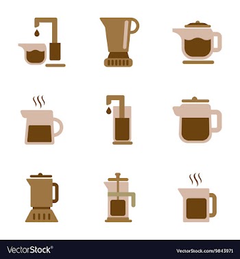 Assembly flat icons coffee machine maker vector image