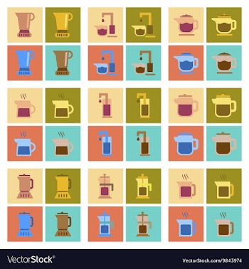 Assembly flat icons coffee machine maker vector image