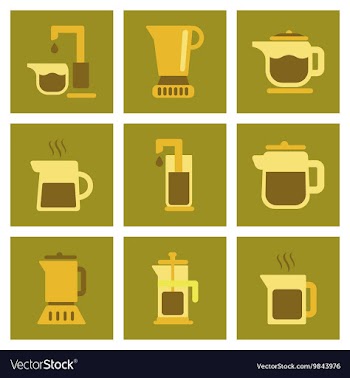 Assembly flat icons coffee machine maker vector image