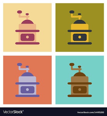 Assembly flat icons coffee mill grinder vector image