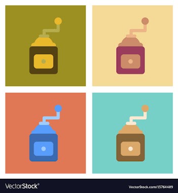 Assembly flat icons coffee mill grinder vector image