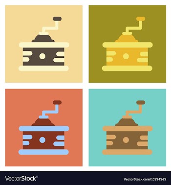 Assembly flat icons coffee mill grinder vector image