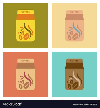 Assembly flat icons coffee paper package vector image