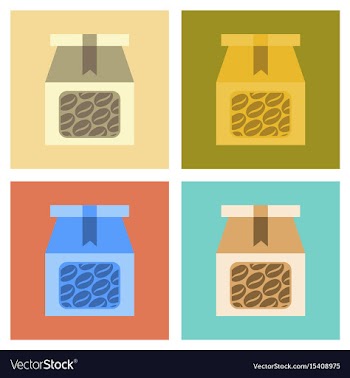 Assembly flat icons coffee paper package vector image