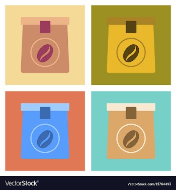 Assembly flat icons coffee paper package vector image