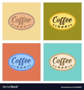Assembly flat icons coffee shop logo vector image