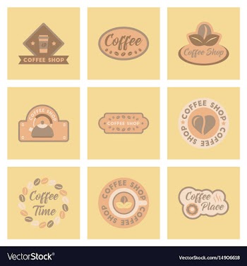 Assembly flat icons coffee shop logo vector image